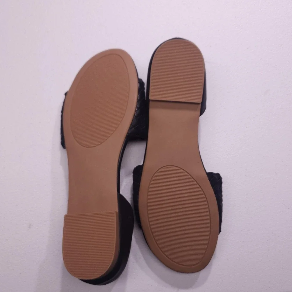 Sonoma Goods For Life Sandals Womens 8 Black Woven‎ D'Orsay Slip On Flats